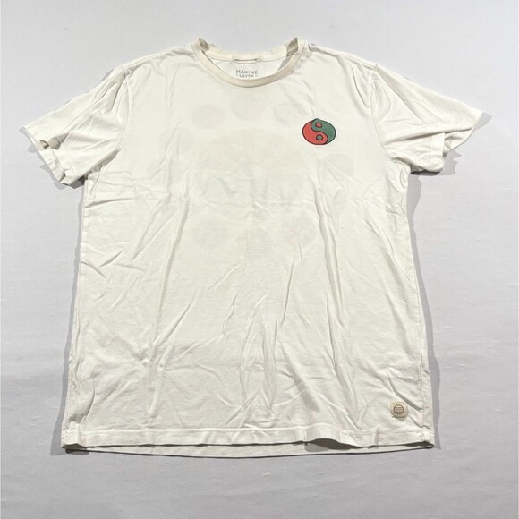 Marine Layer Signature Crew Graphic Print Tee in Natural T-shirt Boho Mens Sz S - Picture 2 of 12
